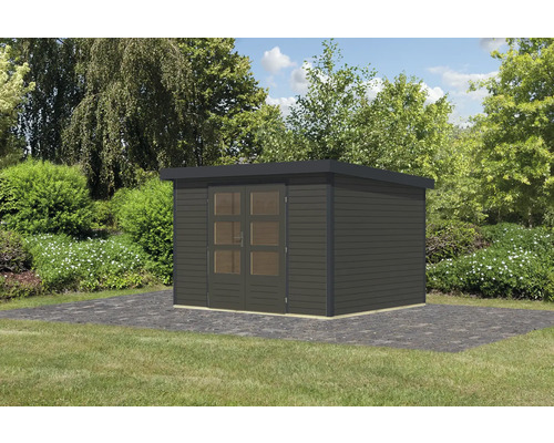 Gartenhaus aus Holz mit Doppeltür im Garten