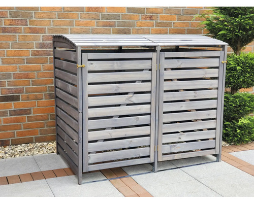 Mülltonnenbox aus Holz für zwei Mülltonnen