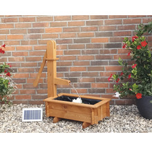 Holztrog eckig mit Wasserspiel Solar honigfarben