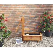 Holztrog eckig mit Wasserspiel Solar honigfarben