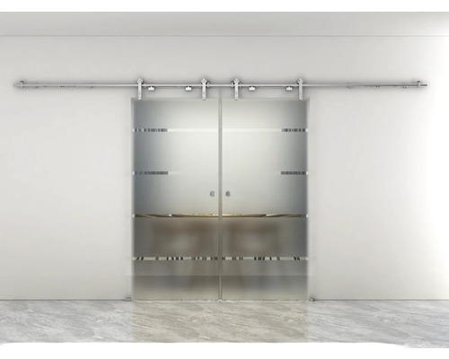 Doppelte Glasschiebetür mit Schienensystem