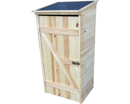 Holzschrank mit schrägem Dach und Tür
