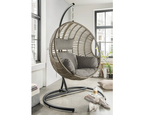 Hängesessel Destiny Coco De Luxe inkl. Gestell und Polster, beige-grau