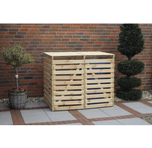 Doppelter Mülltonnenbox aus Holz im Garten