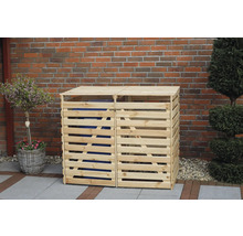 Mülltonnenbox aus Holz für zwei Mülltonnen im Garten