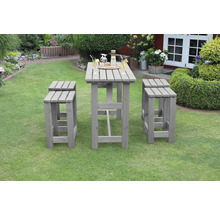 Barset Promadino 4 -Sitzer, Tisch, 4 Hocker Holz grau