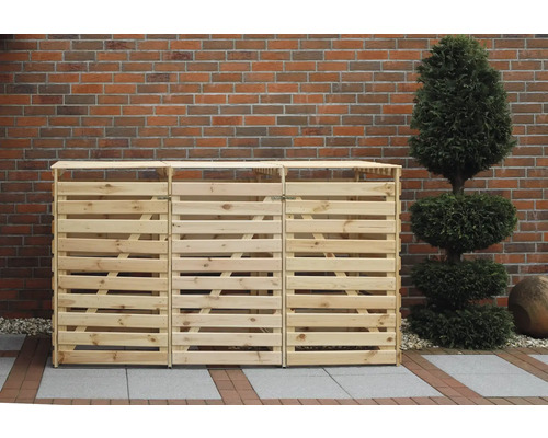 Mülltonnenbox promadino Vario V für 3 Tonnen 219 x 92 x 122 cm natur