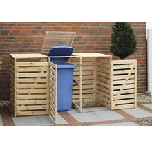 Mülltonnenbox promadino Vario V für 3 Tonnen 219 x 92 x 122 cm natur