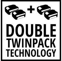 Symbol für die Double Twinpack Technologie mit Akkus
