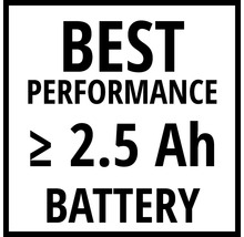 Best Performance Batterie mit mindestens 2,5 Amperestunden