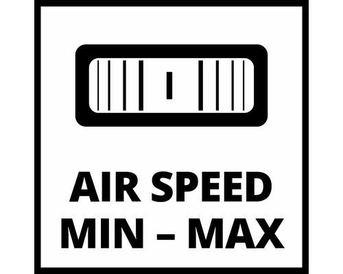 Symbol für die Einstellung der Luftgeschwindigkeit von Minimum bis Maximum