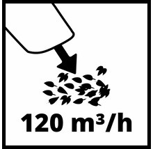 Symbol für Saugleistung 120 Kubikmeter pro Stunde