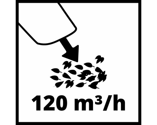 Symbol für Saugleistung 120 Kubikmeter pro Stunde