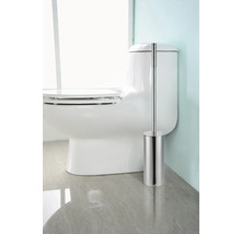 Weiße Toilette mit Toilettenbürste aus Edelstahl