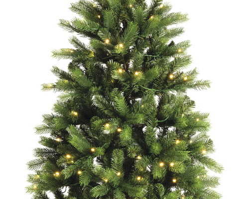 Detailansicht eines Weihnachtsbaums mit Beleuchtung