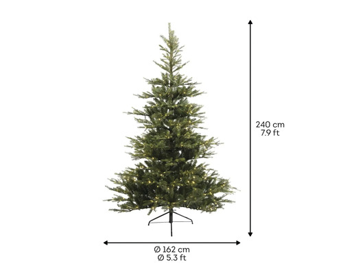 Künstlicher Weihnachtsbaum mit Beleuchtung, Höhe 240 cm