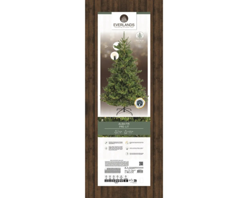 Verpackung einer Alba-Tanne mit Beleuchtung