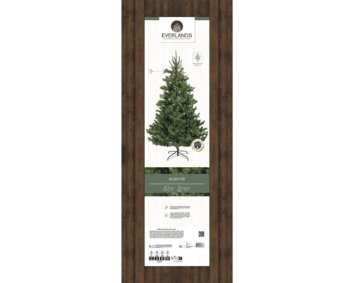 Verpackung einer künstlichen Alba-Tanne der Marke Everlands