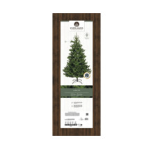 Verpackung einer Everlands Alba Tanne mit den Maßen 2,4 Meter Höhe und 137 Zentimeter Durchmesser.