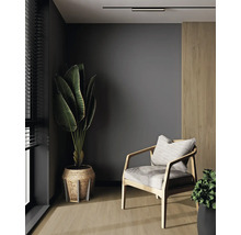 Leseecke mit Sessel, Zimmerpflanze und Deckenleuchte