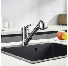 Küchenspüle mit Chrom-Einhebelmischer und Ausziehbrause