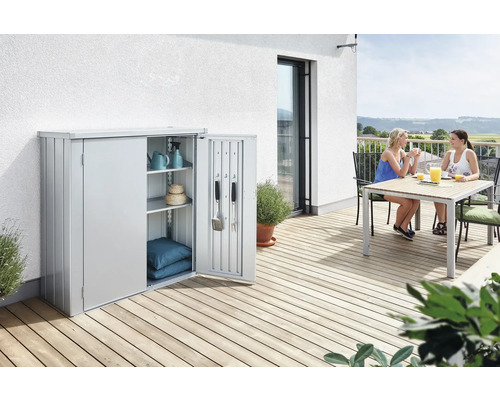 Terrassenschrank Biohort Romeo M High 132 x 57 x 181 cm silber-metallic