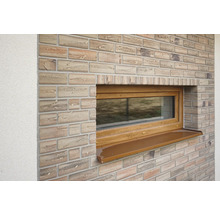 Fenster mit Fensterbrett in einer Backsteinmauer