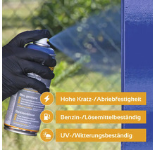 Dose Sprühlack im Einsatz: Hohe Kratzfestigkeit, Benzinbeständigkeit, UV- und Witterungsbeständigkeit.