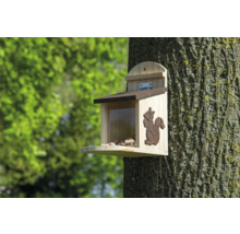 Holz Eichhörnchenhaus mit Futter an einem Baum