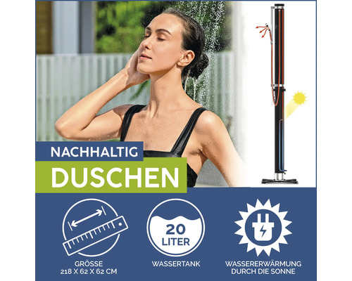 Solar-Gartendusche mit 20 Liter Wassertank für nachhaltiges Duschen