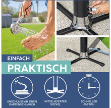 Gartendusche mit Anschluss für Gartenschlauch, mitgeliefertem Sockel und schneller Aufbau