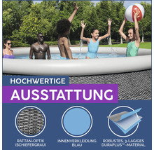 Aufblasbarer Pool mit Rattanoptik, blauer Innenverkleidung und robustem, dreilagigem Duraplus Material