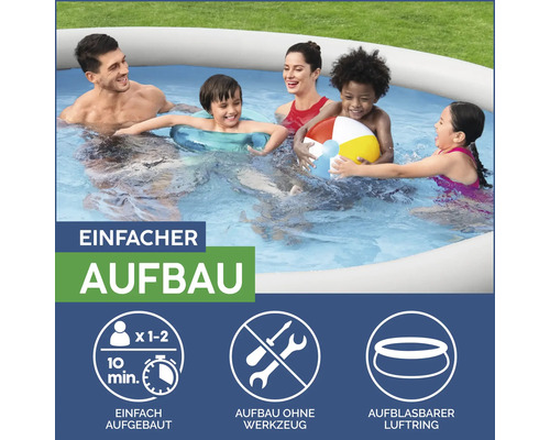 Familie im aufblasbaren Pool mit einfacher Montage