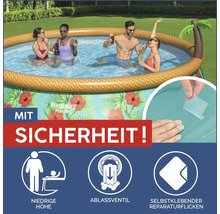 Aufblasbarer Bestway Pool mit Personen, Reparaturflicken, Ablassventil und niedriger Höhe für mehr Sicherheit