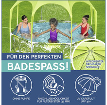 Aufblasbarer Kinderpool mit Sonnenschutz und integriertem Sprinkler