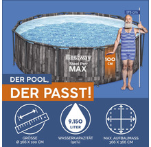 Bestway Steel Pro Max Pool mit den Maßen 366 x 100 cm und einer Füllmenge von 9.150 Litern