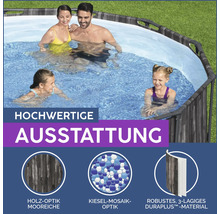 Familienpool mit Holzoptik und Kieselmosaik-Optik