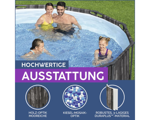 Familienpool mit Holzoptik und Kieselmosaik-Optik