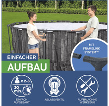 Aufbaupool mit FrameLink System und einfacher Montage durch zwei bis drei Personen in circa 20 Minuten