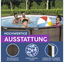 Aufbaupool mit Rattanoptik, Kieselmosaikoptik und robustem Duraplus Material