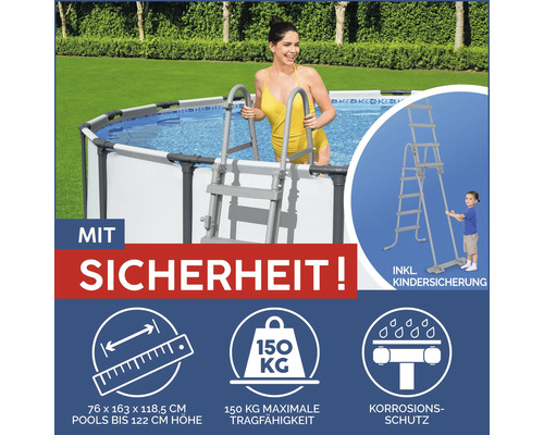 Poolleiter mit Sicherheitsmerkmalen für Aufstellpools