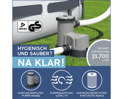 Pool-Kartuschenfilterpumpe mit DEKRA- und GS-Siegel zur Poolreinigung für Pools bis 31700 Liter