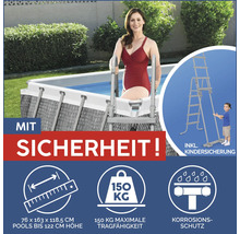 Aufstellpool mit Sicherheitsleiter, Belastbarkeit bis 150 Kilogramm, Korrosionsschutz