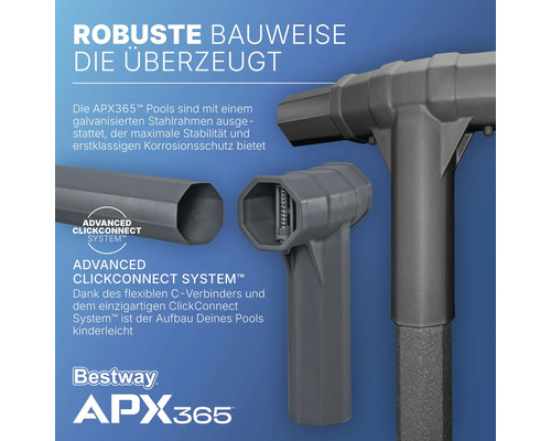 Bestway APX365 Pool Stahlrahmen mit ClickConnect System