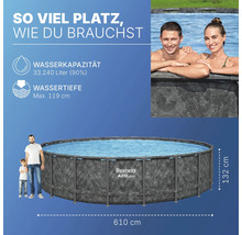 Rundes Bestway APX365 Frame Pool Set mit den Maßen 610 x 132 cm, Wasserinhalt 33240 Liter.