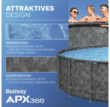 Bestway APX365 Frame Pool mit Innen- und Außendesign in Marmoroptik und Familie im Pool