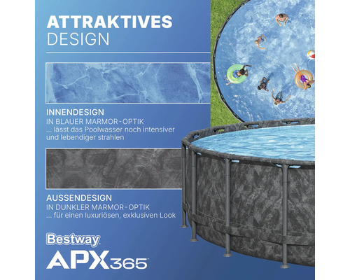 Bestway APX365 Frame Pool mit Innen- und Außendesign in Marmoroptik
