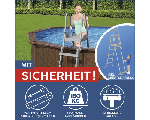 Pool mit Leiter, maximale Tragfähigkeit 150 Kilogramm, Korrosionsschutz und Kindersicherung