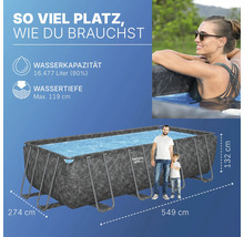 Rechteckiger Pool mit Stahlrahmen, Abmessungen 549 x 274 x 132 cm