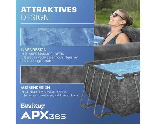 Bestway APX365 Frame Pool mit Innen- und Außendesign in Marmoroptik